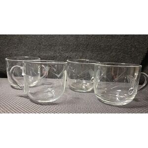 Set Of 4 Sasaki Latte Glasses Clear With Etched Wheat Design